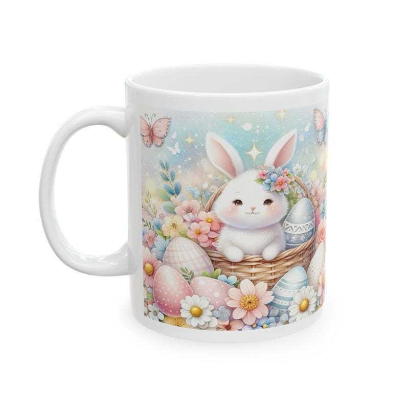 Easter bunny mug - cute gift - perfect for hot drinks - drinkware, tumblers cup bottles reusable washable portable reuse ceramic coffee east
