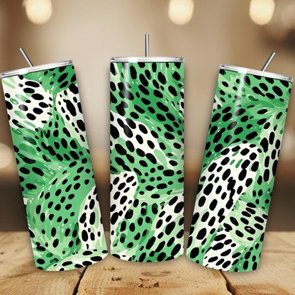 Green leopard print tumbler 20oz - perfect for on-the-go hydration - vacuum flask - cup drinkware mug bottles water bottles bottled portable