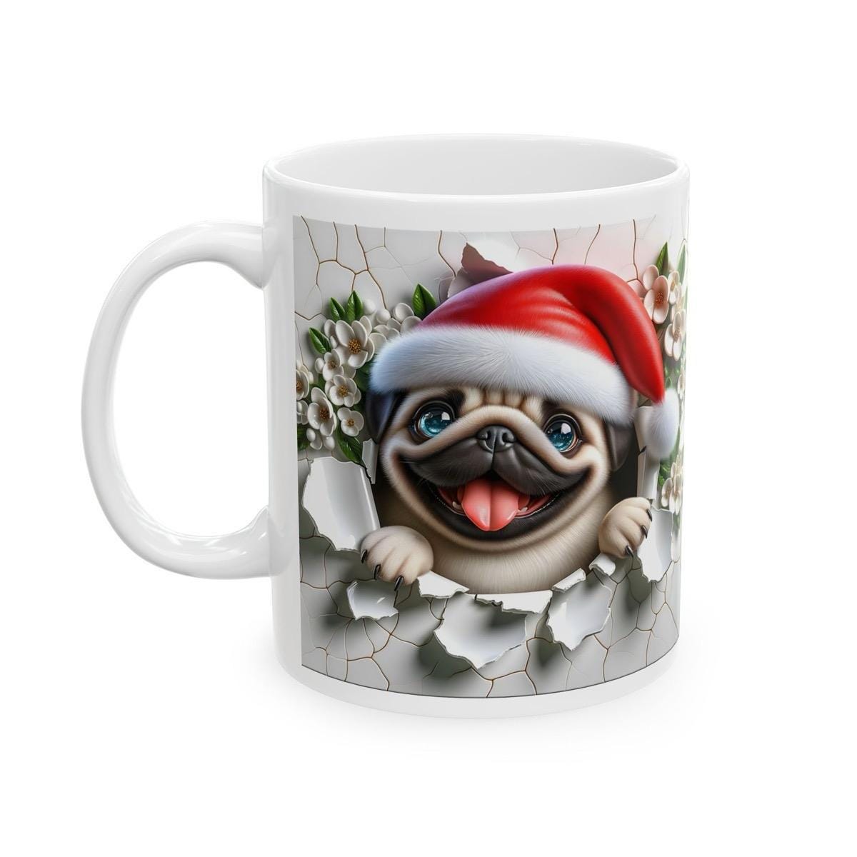 Cute pug dog puppy mug - perfect xmas gift for coffee lovers - cup, drinkware tumblers washable ceramic reusable reuse mugs coffe