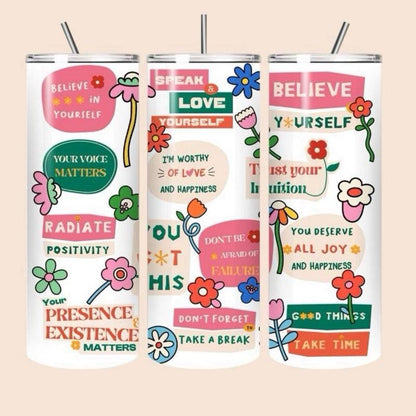 Self love mental health tumbler 20oz - cute design for drinking enthusiasts - portable flask for on-the-go beverages drinkware mug water bot