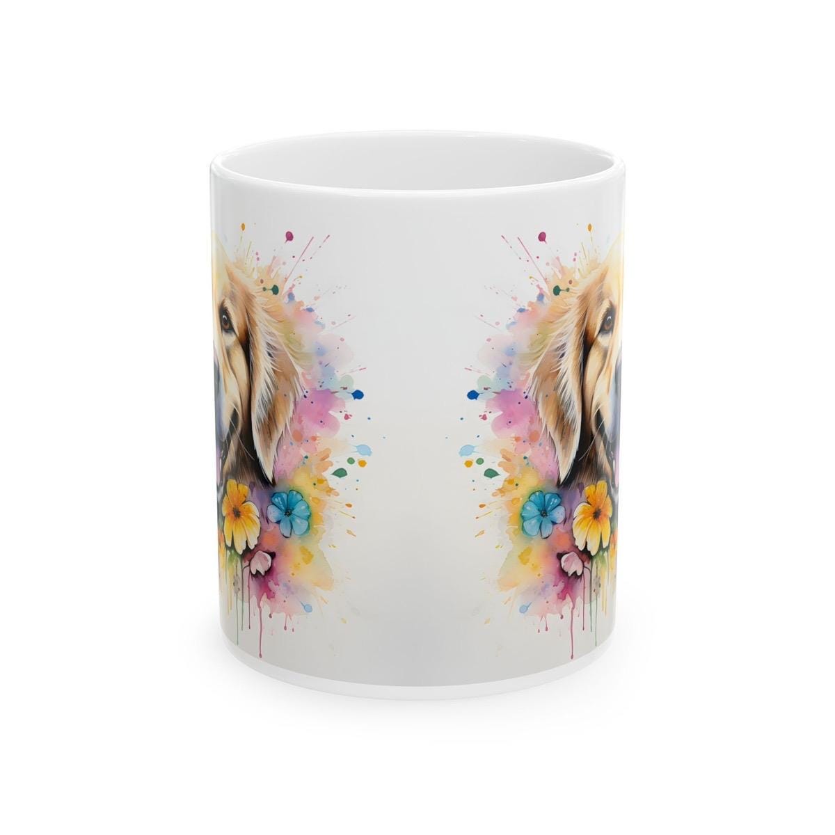 Golden retriever floral art mug for dog lovers - perfect xmas christmas gift drinkware  washable reusable coffee reuse tumbler cup ceramic t