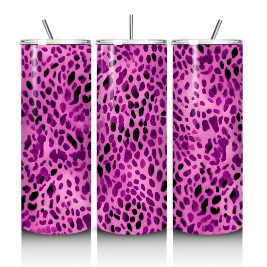 Purple leopard print tumbler 20oz - perfect for on-the-go hydration - vacuum flask - cup drinkware mug bottles water bottles bottled portabl