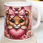 Cute lion heart design valentine's mug - perfect for your morning drinks - cup, drinkware tumblers bottles reusable washable reuse coffee gi