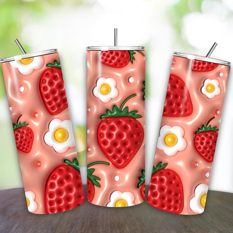 Strawberry summer fruit 20oz tumbler - perfect for any occasion drinkware flasks mug bottles water bottles bottled stylish beverage portable