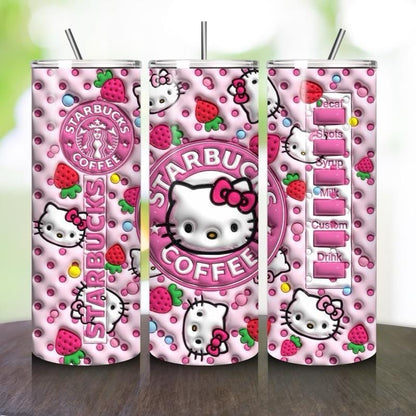 Hello kitty style 20oz tumbler - perfect for any occasion drinkware flasks mug bottles water bottles bottled stylish beverage portable flask