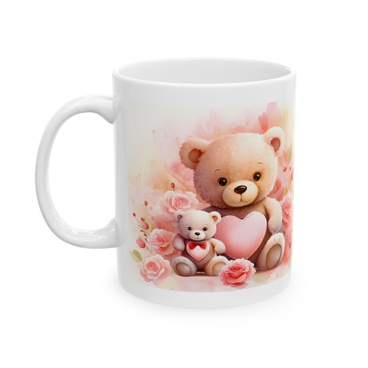 Cute bear mug with love hearts - perfect valentine's gifts for boyfriend, girlfriend, or husband drinkware tumbler cup reusable washable reu