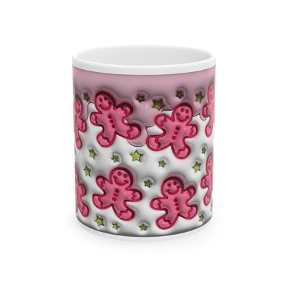 Pink gingerbread 3d mug - perfect for your morning drinks - tumblers, drinkware reusable washable cup ceramic reuse coffee obsession xmas mu