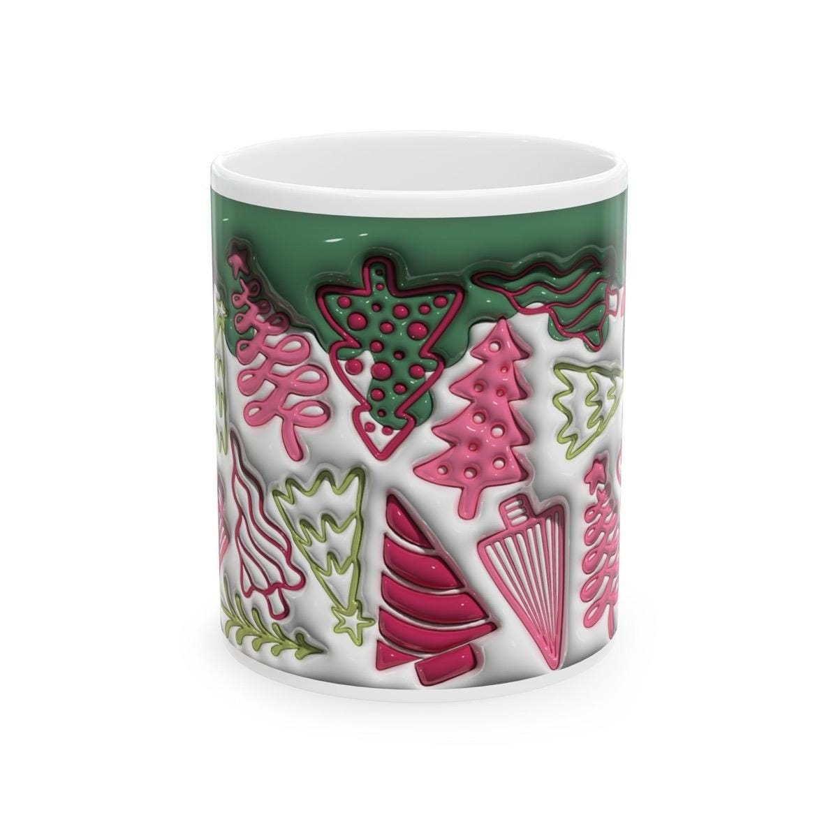 3d style christmas trees mug - perfect for your holiday drinks - drinkware reusable washable ceramic reuse tumbler cup coffee fun mugs xmas