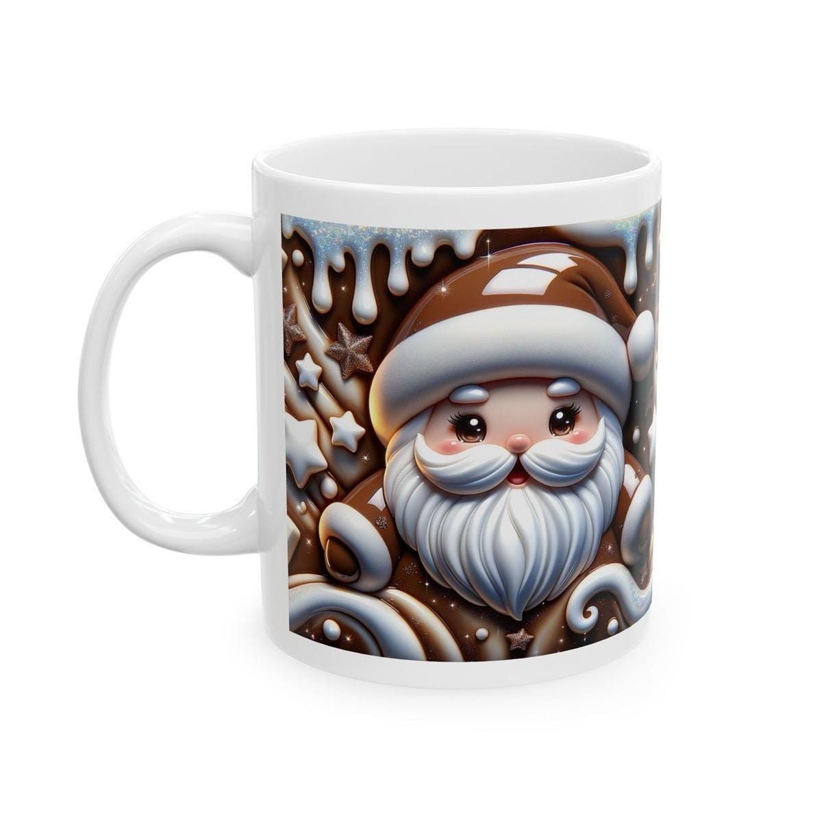 Cute 3d christmas santa mug – festive brown and white design, perfect for holiday sips and gifts! drinkware cup tumblers reusable washable