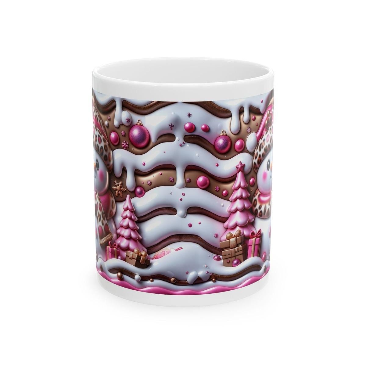 3d snowman christmas mug – cosy winter design with pink and purple accents, perfect festive gift! drinkware reusable tumbler washable reus