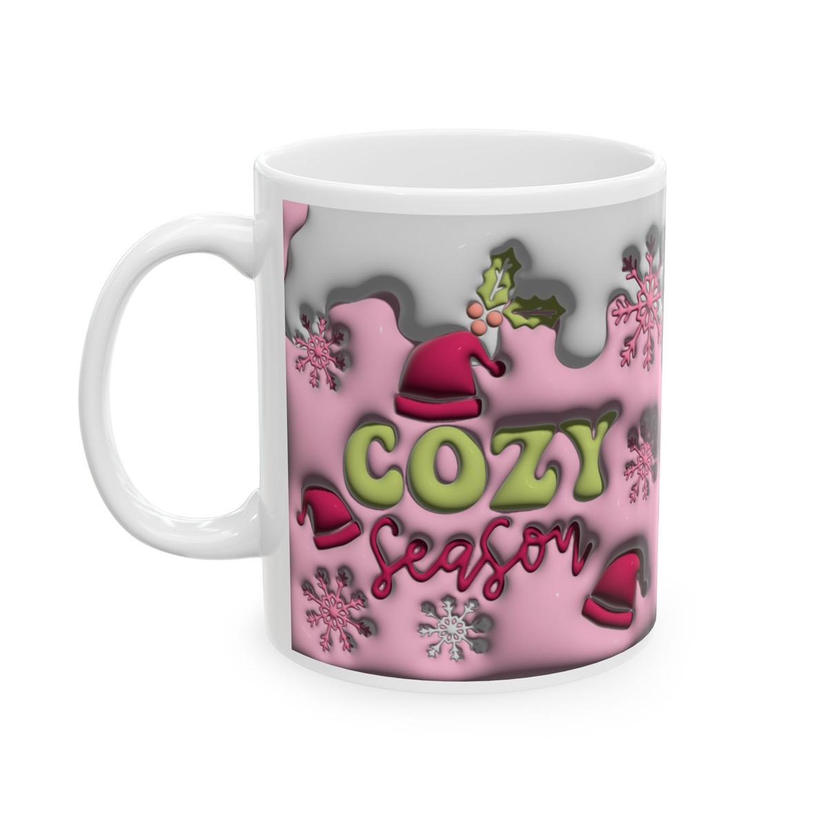 Cozy season 3d style christmas mug - perfect for the holidays - drinkware, cup tumblers reusable washable reuse ceramic coffee fun mugs xmas