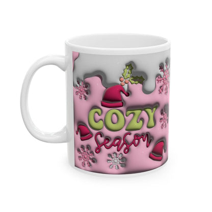 Cozy season 3d style christmas mug - perfect for the holidays - drinkware, cup tumblers reusable washable reuse ceramic coffee fun mugs xmas