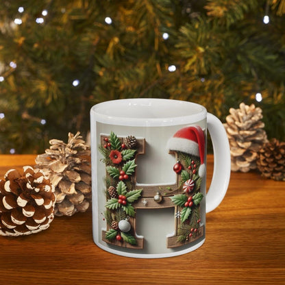 Personalised 'h' edition christmas mug - unique gift for xmas - stocking filler - drinkware washable reusable reuse ceramic cup tumbler coff