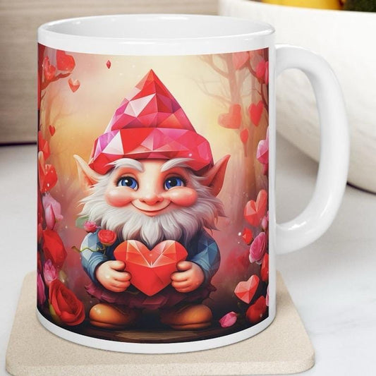 Valentine's gonk gnome mug - perfect for coffee and tea - tumblers, drinkware cup bottles reusable love hearts valentines boyfriend xmas gir