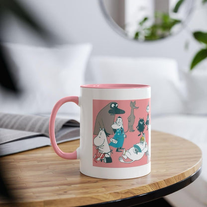 Moomin pink mug with pink interior and handle - perfect for drinking - drinkware, cup tumblers bottles reusable ceramic reuse washable coffe