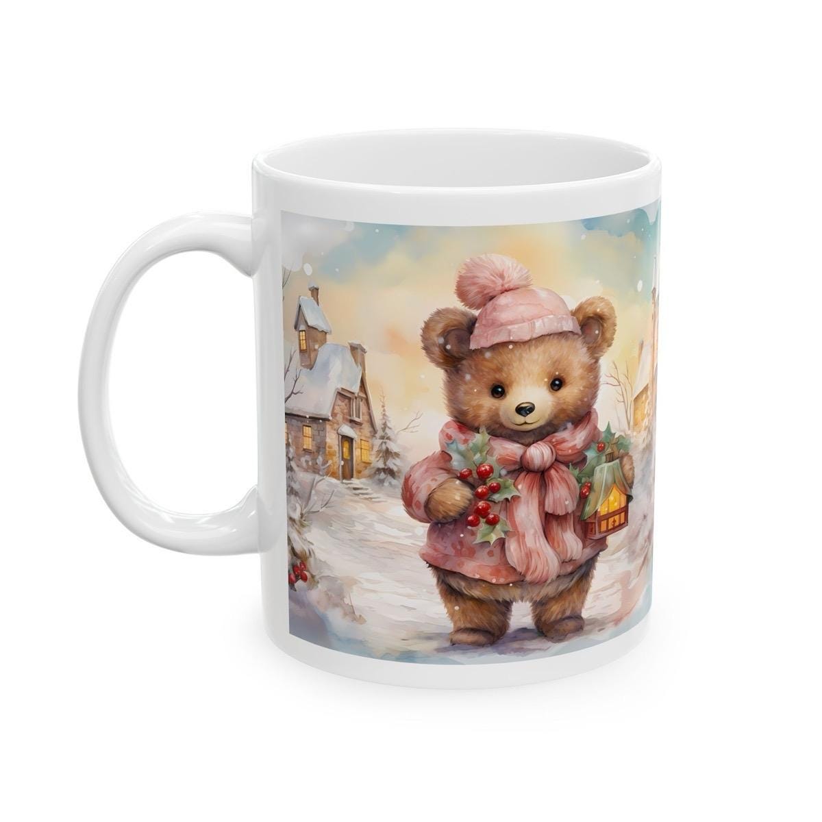 Cute christmas bear mug - secret santa stocking filler - perfect gift for the holidays - gifts drinkware reusable tumbler washable reuse cup