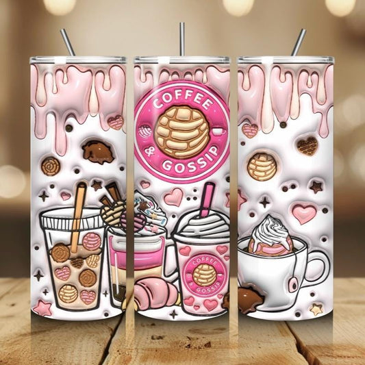 Girly coffee gossip tumbler 20oz - pink drip 3d style perfect for on-the-go hydration - vacuum flask - cup drinkware mug bottles water bottl