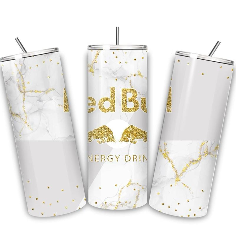 Red bull tumbler 20oz - white gold marble glitter style perfect for on-the-go hydration - vacuum flask - cup drinkware mug bottles water bot