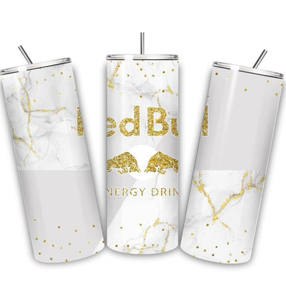 Red bull tumbler 20oz - white gold marble glitter style perfect for on-the-go hydration - vacuum flask - cup drinkware mug bottles water bot