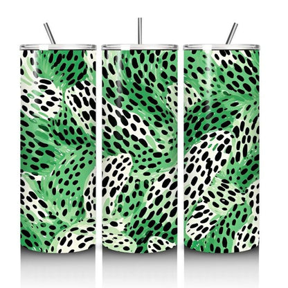Green leopard print tumbler 20oz - perfect for on-the-go hydration - vacuum flask - cup drinkware mug bottles water bottles bottled portable