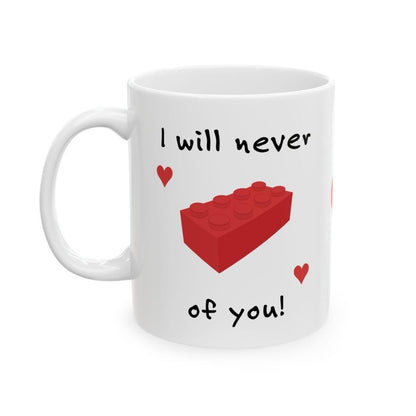 Funny cute mug - perfect valentine's day gift for lego fans - drinkware, tumblers cup reusable washable reuse ceramic coffee heart valentine