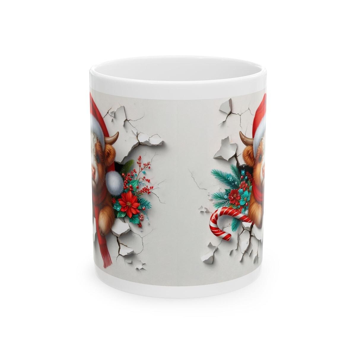 Cute highland cow 3d mug - perfect for christmas - drinkware washable reusable cup tumbler ceramic reuse coffee xmas mugs tea festive gifts