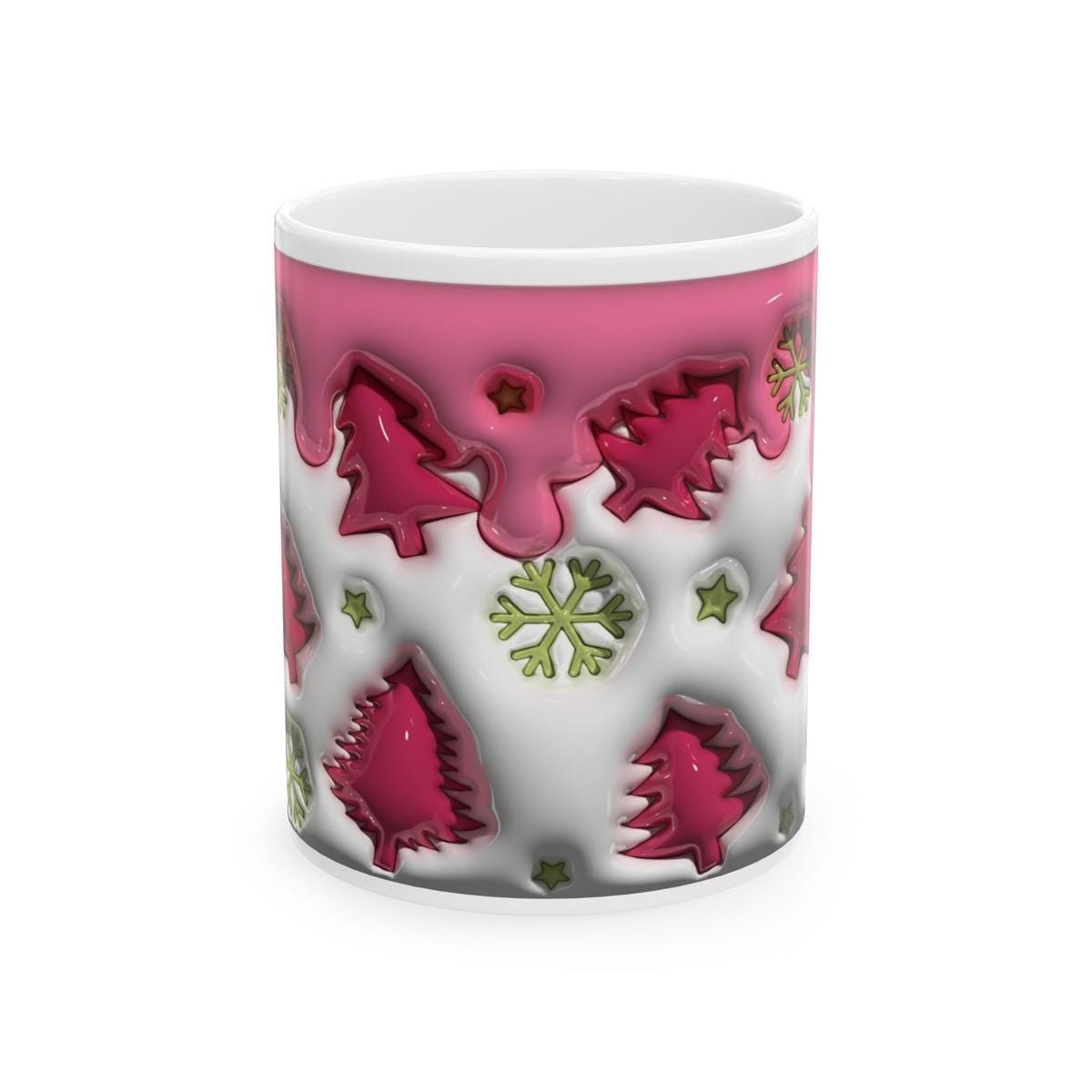 Christmas tree 3d style mug - perfect for hot drinks - drinkware, cup tumblers reusable ceramic washable reuse coffee xmas mugs fun tea mean