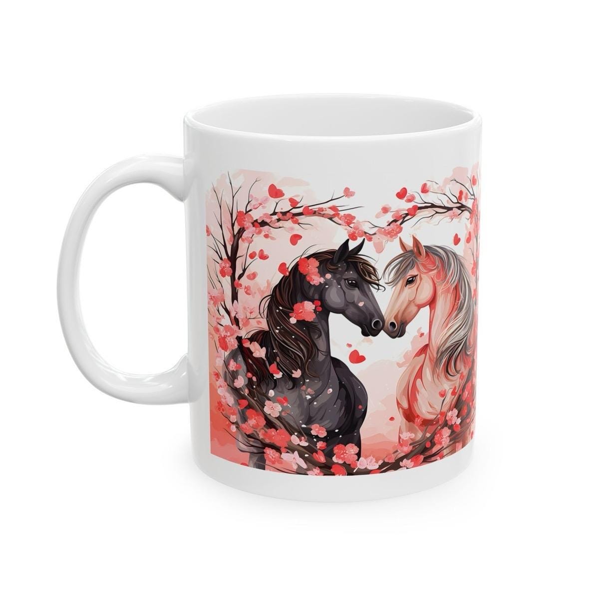 Two horses mug - cute valentine's mug gifts for coffee lovers - drinkware, cup tumblers washable reusable ceramic reuse boyfriend girllfrien