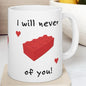 Funny cute mug - perfect valentine's day gift for lego fans - drinkware, tumblers cup reusable washable reuse ceramic coffee heart valentine