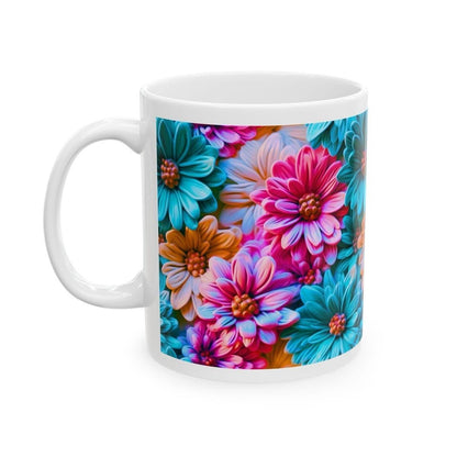 Neon 3d flower mug - perfect for your morning drinks - drinkware, glass tumblers cup reusable washable ceramic coffee reuse xmas mugs tea fe