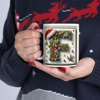Personalised 'f' edition christmas mug - unique gift for xmas - stocking filler - drinkware washable reusable reuse ceramic cup tumbler coff