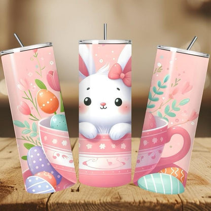 Cute easter bunny tumbler - 20oz - perfect for drinking - drinkware, mug bottles cup flasks bottled portable mothers day vacuum flask bottle