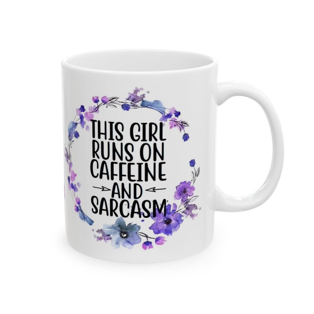 Funny mug sarcastic - gift xmas christmas secret santa stocking filler for girls who run off caffeine and sarcasm drinkware washable reusabl