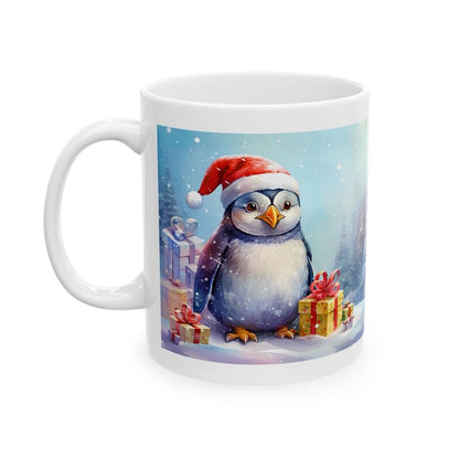Cute baby penguin christmas mug - secret santa stocking filler gift - gifts drinkware tumbler cup reusable washable reuse ceramic coffee xma