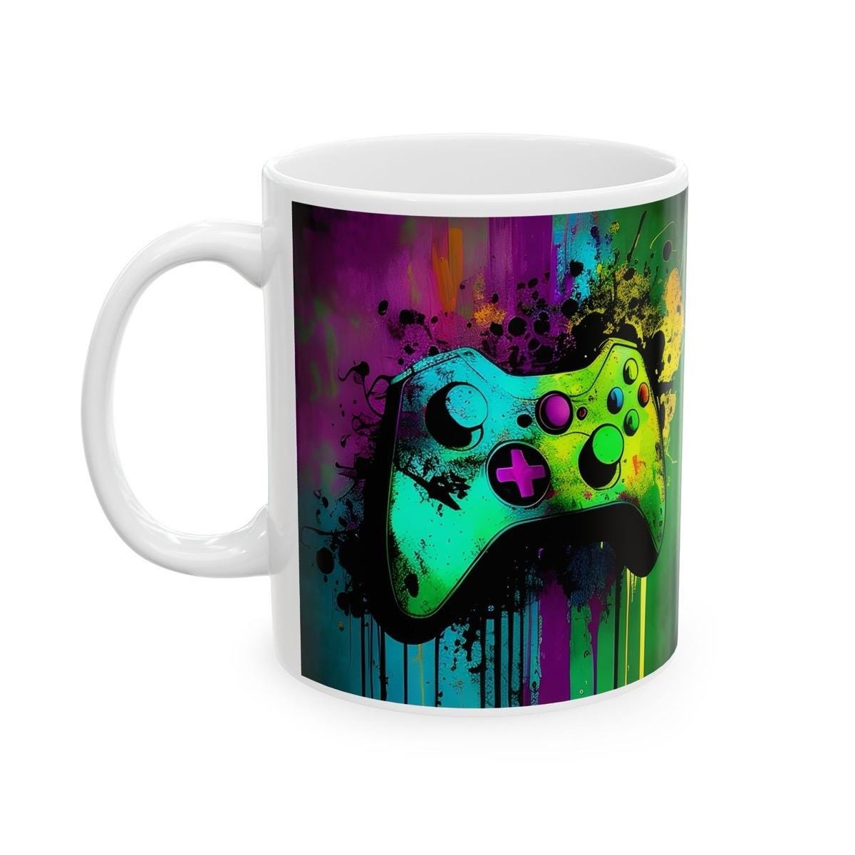 Xbox lover style gamer mug with neon design - perfect for gaming and coffee lovers - drinkware tumbler cup ceramic washable reuse reusable t
