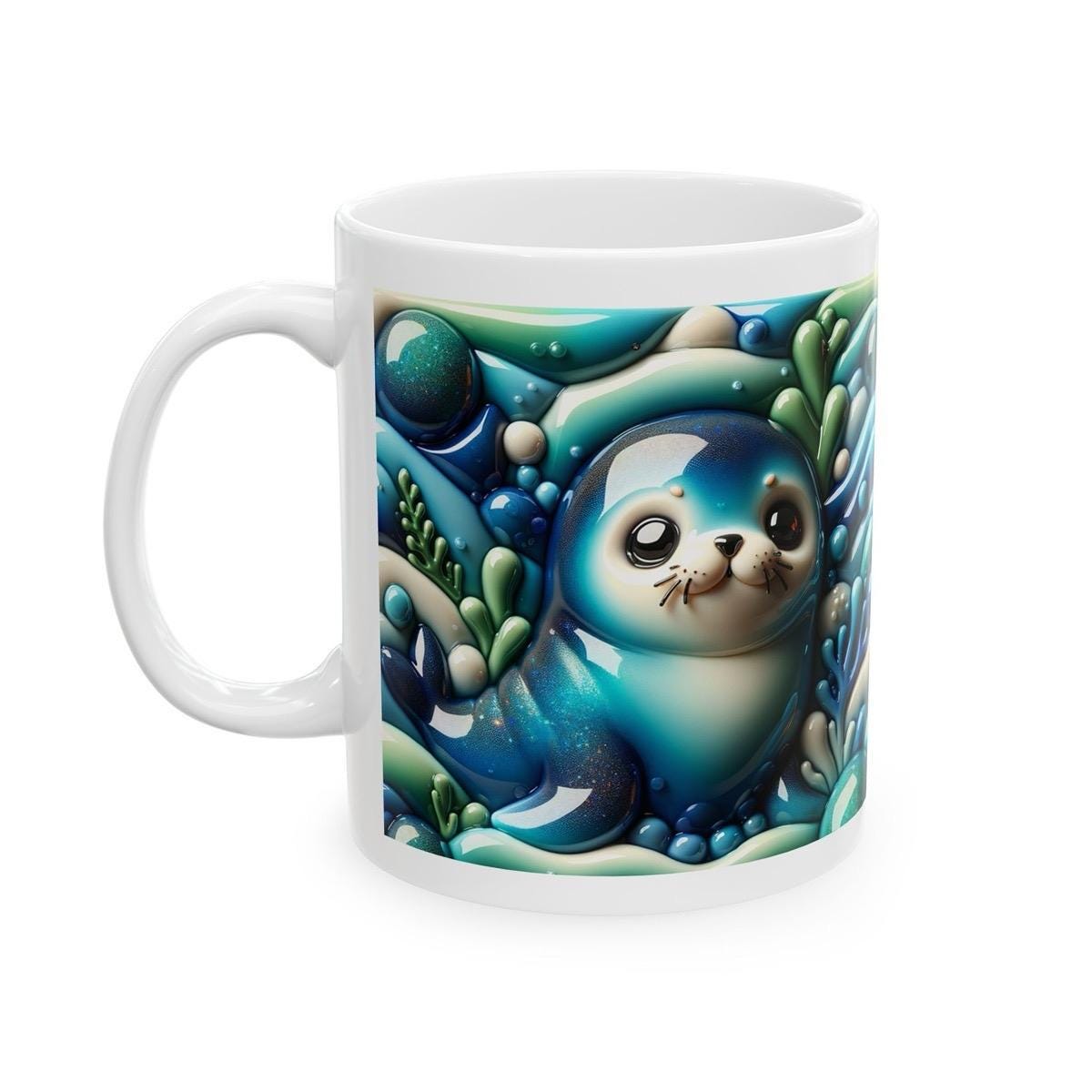 Cute seal 3d mug - perfect for your morning drinks - drinkware, tumblers cup bottles washable ceramic reusable reuse coffee xmas mugs tea fe