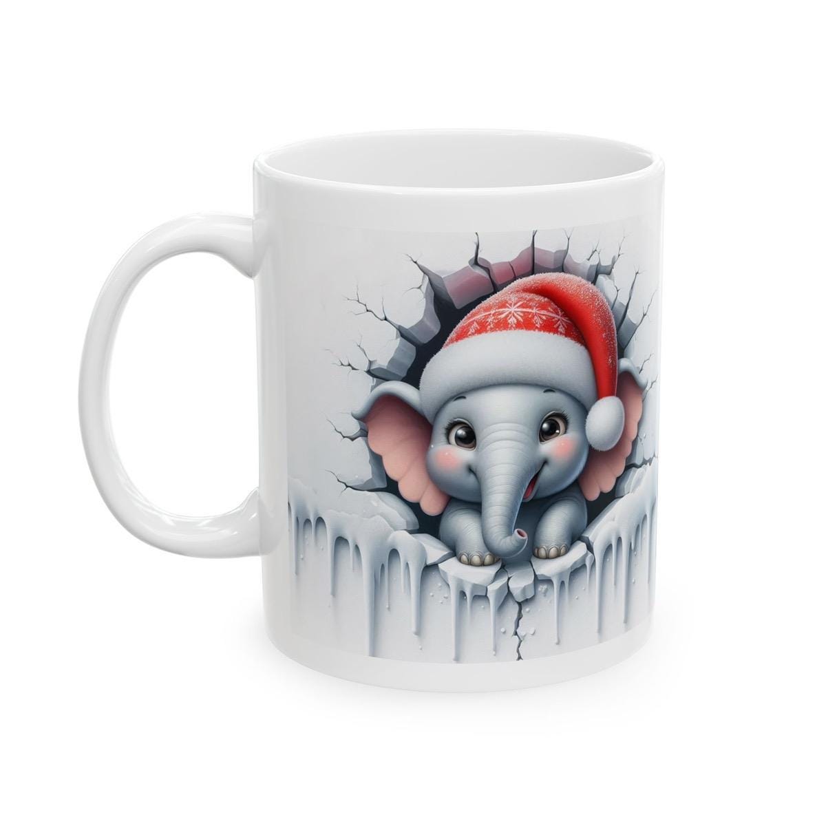 Christmas baby elephant 3d mug - festive drinkware for the holidays reusable washable tumbler reuse coffee ceramic cup xmas mugs tea