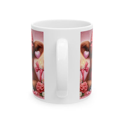 Highland cow valentines mug - love hearts - xmas gifts christmas drinkware washable reusable tumbler cup reuse coffee ceramic cute girly hea
