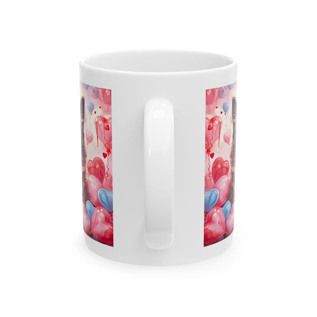 Cute kitten love heart mug - perfect xmas gift or stocking filler for valentines secret santa drinkware washable tumbler cup reuse coffee re