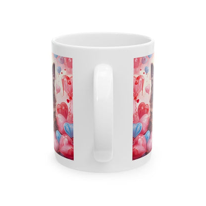 Cute kitten love heart mug - perfect xmas gift or stocking filler for valentines secret santa drinkware washable tumbler cup reuse coffee re