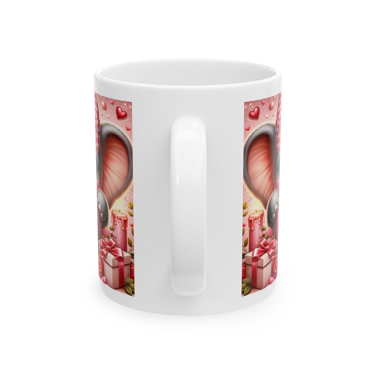 Cute elephant valentine's day mug - heart love design - perfect gift for drink lovers - drinkware washable tumbler cup reusable coffee reuse