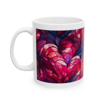 Mosaic stained glass hearts style mug - xmas christmas valentines gifts mugs for drinks - drinkware tumbler reusable washable cup reuse cera