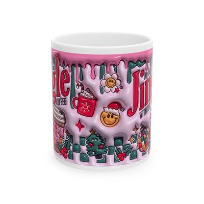 Funny 3d mug - my bells don't jingle without coffee - cup, drinkware tumblers bottles ceramic reusable reuse washable christmas secret santa