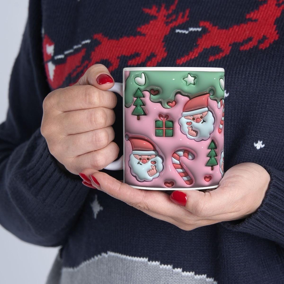 Santa style 3d mug - perfect for your christmas celebrations - cup, drinkware tumblers bottles reusable reuse ceramic washable obsession xma