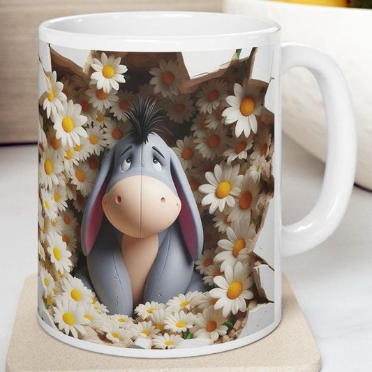 Eeyore 3d mug - christmas secret santa stocking filler - drinkware reuse washable reusable ceramic cup tumbler coffee xmas mugs tea festive