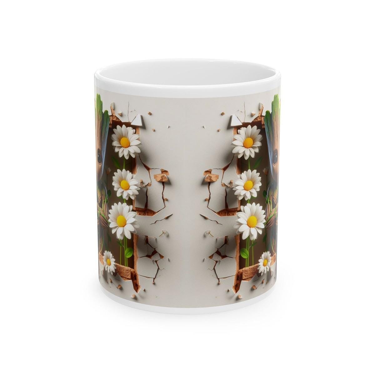 Groot style 3d mug - christmas secret santa gift stocking filler drinkware reuse reusable washable tumbler ceramic cup coffee xmas mugs tea