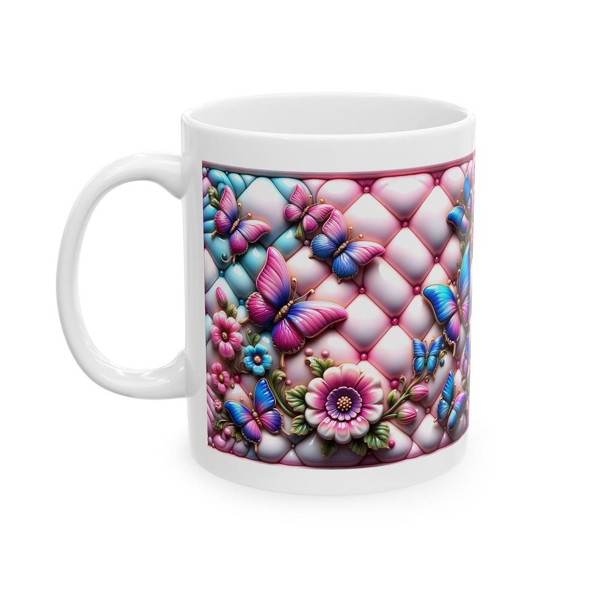 3d quilted floral butterfly mug - perfect for your morning drinks - drinkware tumbler washable cup reusable reuse coffee ceramic xmas mugs t