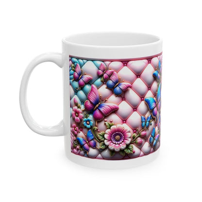 3d quilted floral butterfly mug - perfect for your morning drinks - drinkware tumbler washable cup reusable reuse coffee ceramic xmas mugs t
