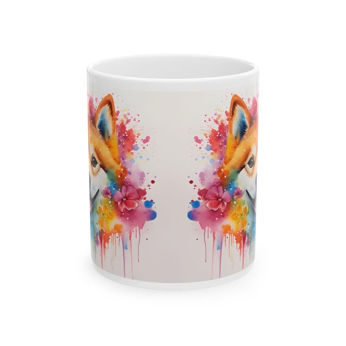 Shiba inu floral art mug - perfect xmas christmas gift for dog lovers - puppy drinkware, coffee  ceramic washable reusable tumbler cup reuse
