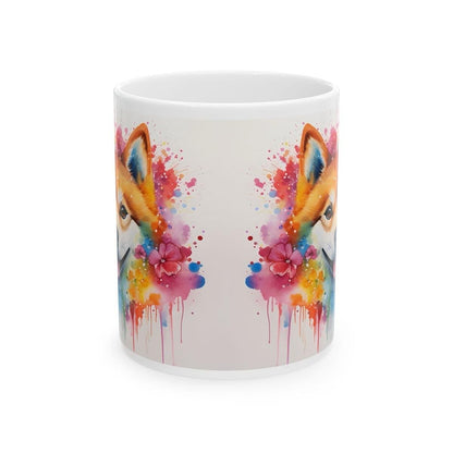 Shiba inu floral art mug - perfect xmas christmas gift for dog lovers - puppy drinkware, coffee  ceramic washable reusable tumbler cup reuse